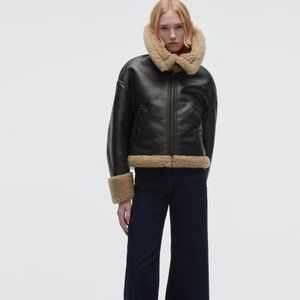 Zara shearling Faux leather jacket-NEW (S)